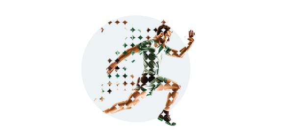 Insights banner circle background male runner